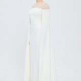 Judge Collar Stone Embroidered Hijab Evening Dress - 1027C