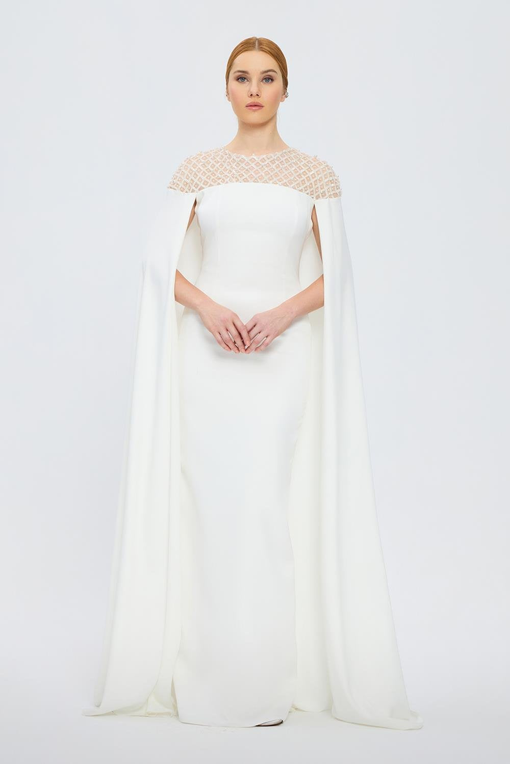 Judge Collar Stone Embroidered Hijab Evening Dress - 1027C