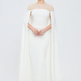Judge Collar Stone Embroidered Hijab Evening Dress - 1027C