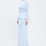 Fish Cut Round Neck Long Evening Dress - 5042C