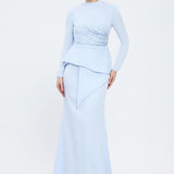 Fish Cut Round Neck Long Evening Dress - 5042C