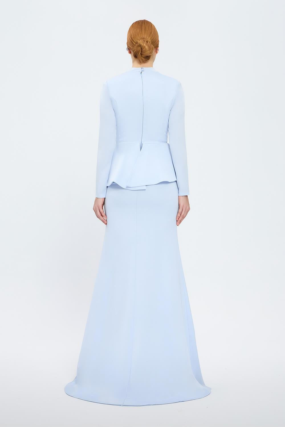 Fish Cut Round Neck Long Evening Dress - 5042C