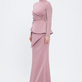 Fish Cut Round Neck Long Evening Dress - 5042C