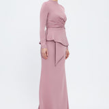 Fish Cut Round Neck Long Evening Dress - 5042C