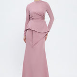 Fish Cut Round Neck Long Evening Dress - 5042C