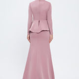 Fish Cut Round Neck Long Evening Dress - 5042C