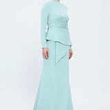 Fish Cut Round Neck Long Evening Dress - 5042C
