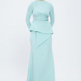 Fish Cut Round Neck Long Evening Dress - 5042C