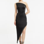 Asymmetric Strapless Neck Slit Evening Dress - 1011C