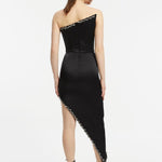 Asymmetric Strapless Neck Slit Evening Dress - 1011C