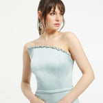 Asymmetric Strapless Neck Slit Evening Dress - 1011C