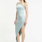Asymmetric Strapless Neck Slit Evening Dress - 1011C