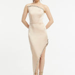 Asymmetric Strapless Neck Slit Evening Dress - 1011C