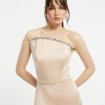 Asymmetric Strapless Neck Slit Evening Dress - 1011C