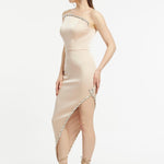 Asymmetric Strapless Neck Slit Evening Dress - 1011C