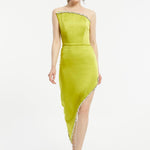 Asymmetric Strapless Neck Slit Evening Dress - 1011C