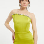 Asymmetric Strapless Neck Slit Evening Dress - 1011C