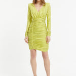 Draped Rhinestone Applied Midi Evening Dress - 1017C