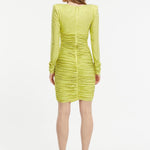 Draped Rhinestone Applied Midi Evening Dress - 1017C