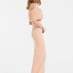 Düşük Omuzlu Fiyonk Detaylı Uzun Abiye Elbise - 5029C - SOMON