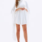 Satin Back Decollete Batwing Sleeve Short Evening Dress - 4045C