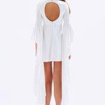Satin Back Decollete Batwing Sleeve Short Evening Dress - 4045C