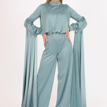 Sıfır Yaka Kemer Detaylı Tesettür Tulum Elbise - 8003C - YEŞİL