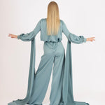 Sıfır Yaka Kemer Detaylı Tesettür Tulum Elbise - 8003C - YEŞİL