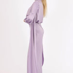 Sıfır Yaka Kemer Detaylı Tesettür Tulum Elbise - 8003C - LİLA