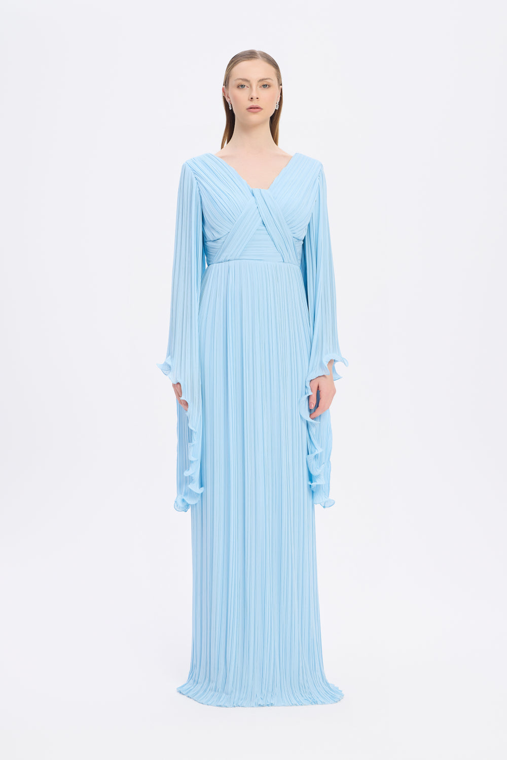 Judge Collar Bat Sleeve Long Evening Dress - 1022C