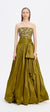 Stone Embroidered Taffeta Long Evening Dress with Slits - 9107C