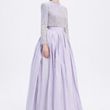 Long Sleeve Stone Jacket & Taffeta Skirt Set - 9064C