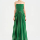 Strapless Collar Silvery Long Evening Dress - 9167C