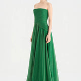 Strapless Collar Silvery Long Evening Dress - 9167C