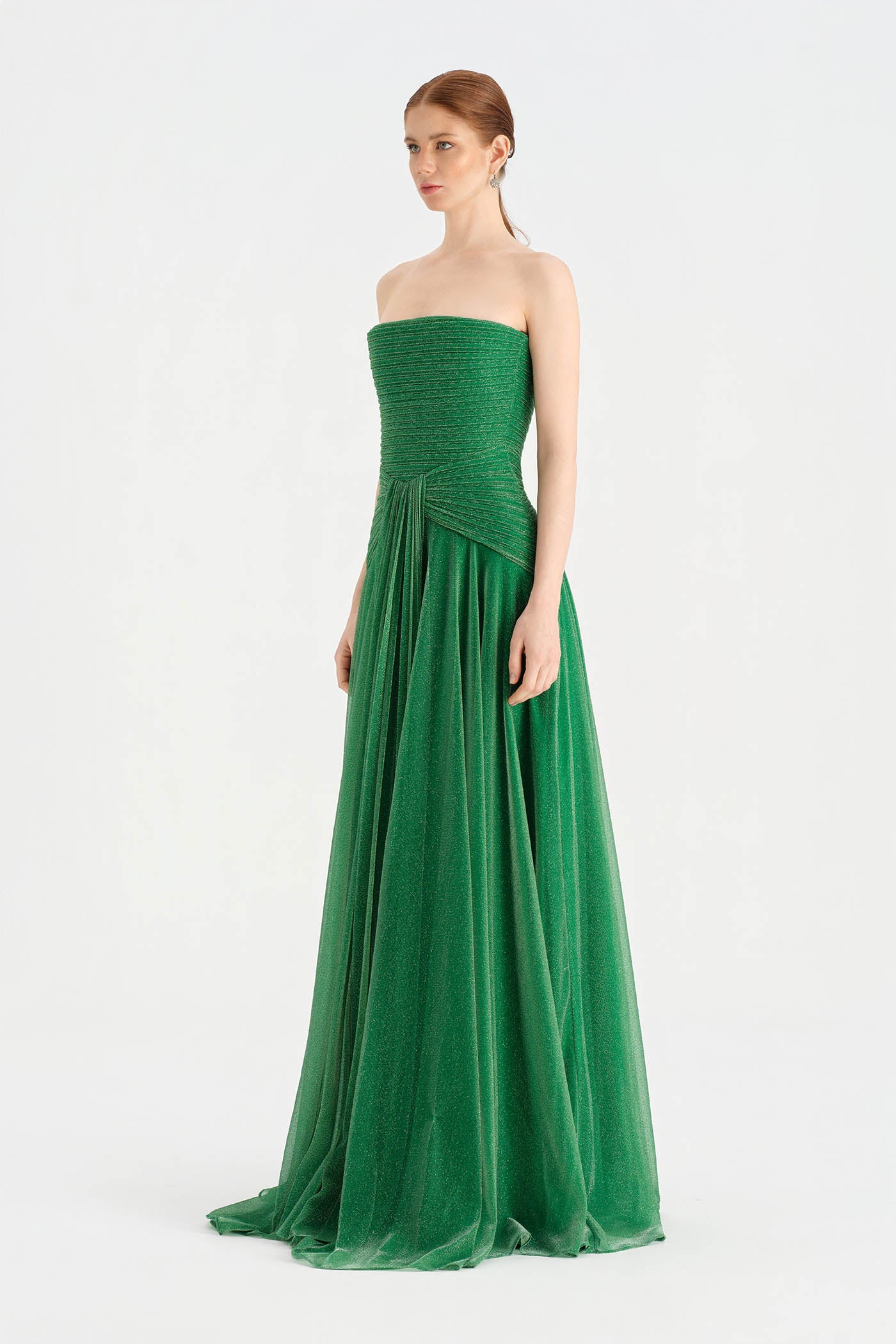 Strapless Collar Silvery Long Evening Dress - 9167C