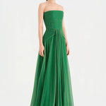 Strapless Collar Silvery Long Evening Dress - 9167C