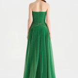 Strapless Collar Silvery Long Evening Dress - 9167C