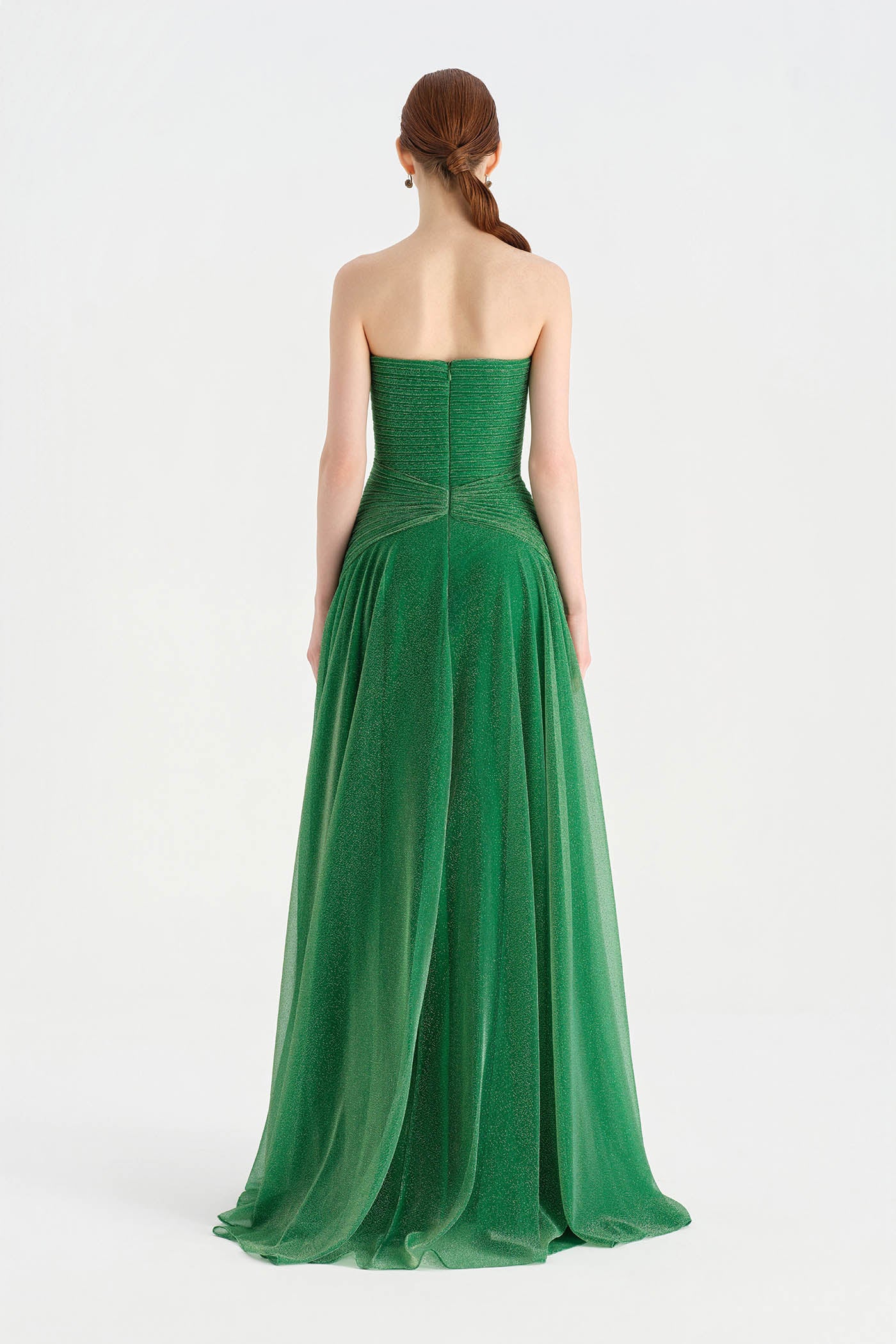 Strapless Collar Silvery Long Evening Dress - 9167C