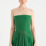 Strapless Collar Silvery Long Evening Dress - 9167C