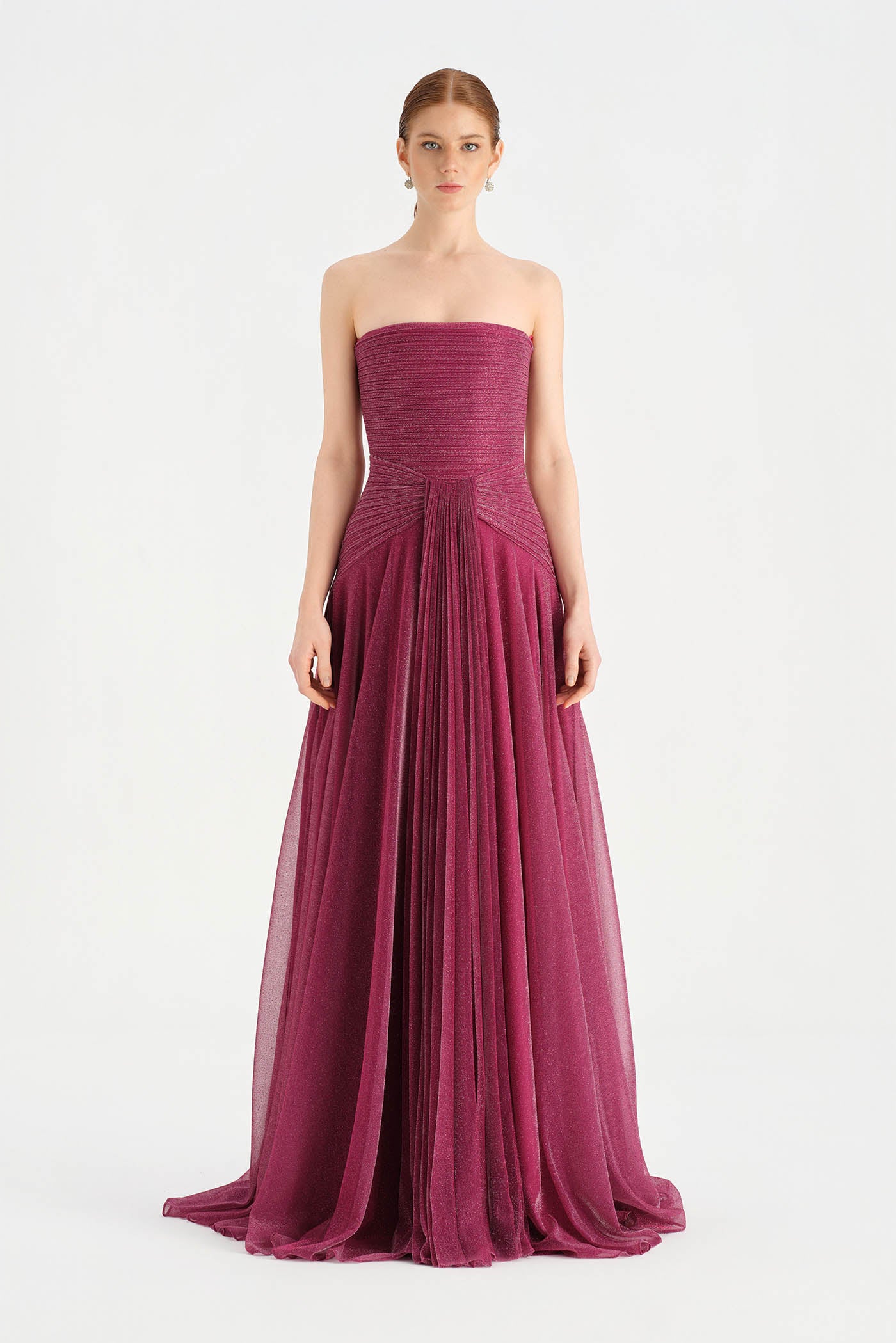 Strapless Collar Silvery Long Evening Dress - 9167C