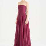 Strapless Collar Silvery Long Evening Dress - 9167C