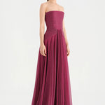 Strapless Collar Silvery Long Evening Dress - 9167C