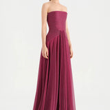 Strapless Collar Silvery Long Evening Dress - 9167C