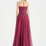 Strapless Collar Silvery Long Evening Dress - 9167C