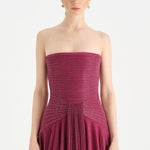 Strapless Collar Silvery Long Evening Dress - 9167C