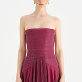 Strapless Collar Silvery Long Evening Dress - 9167C