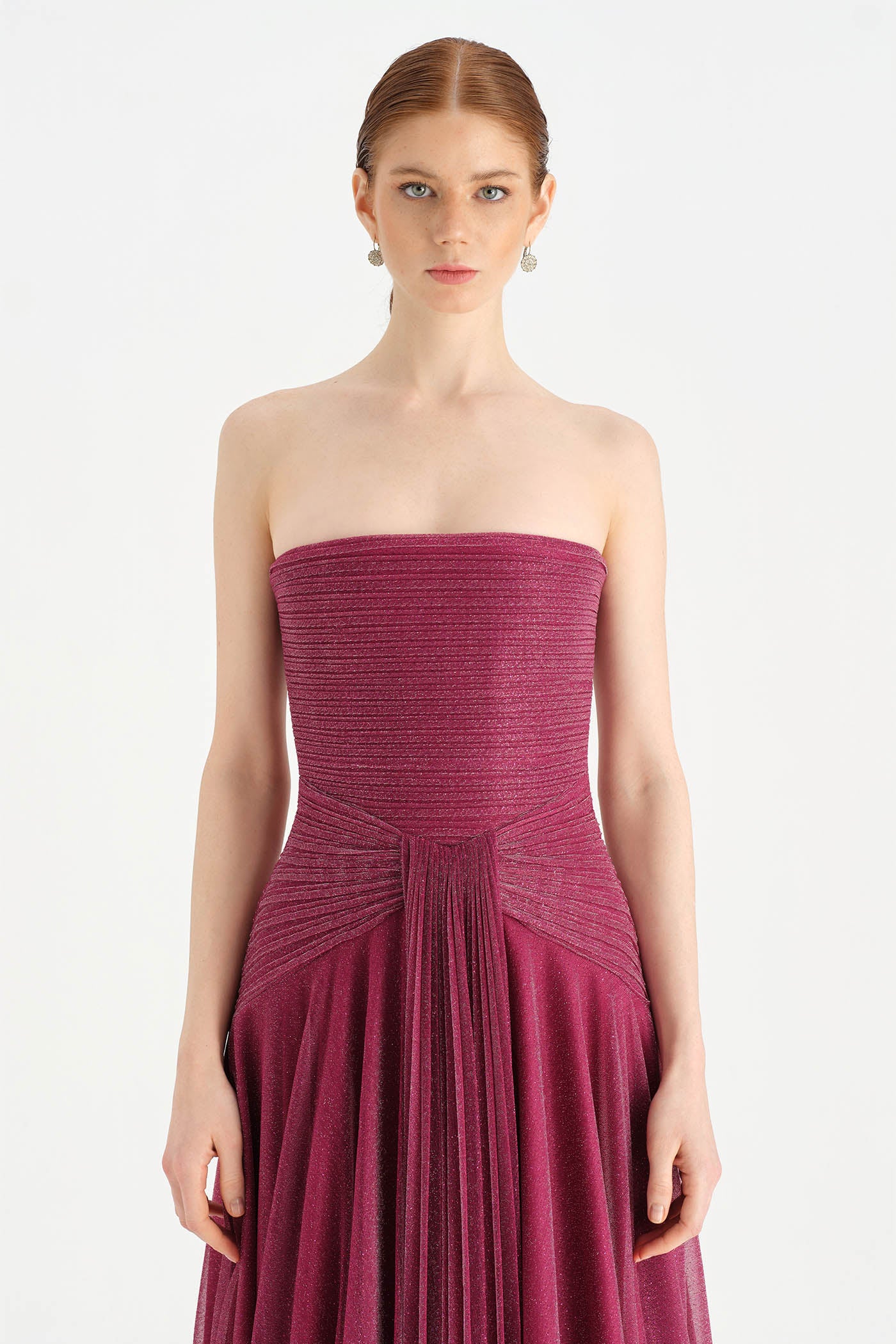 Strapless Collar Silvery Long Evening Dress - 9167C