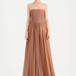 Strapless Collar Silvery Long Evening Dress - 9167C