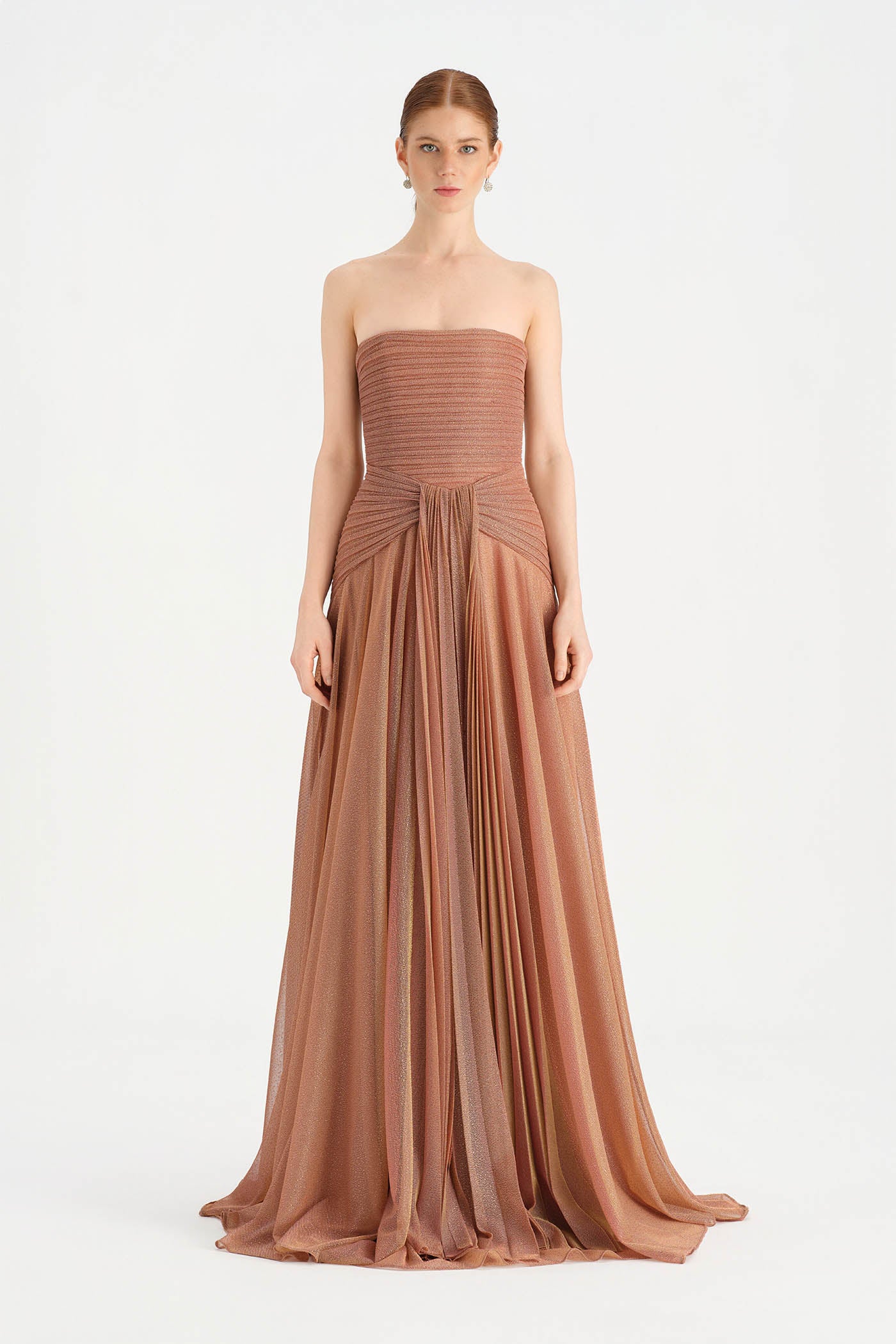 Strapless Collar Silvery Long Evening Dress - 9167C