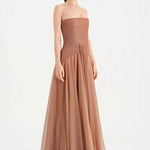 Strapless Collar Silvery Long Evening Dress - 9167C